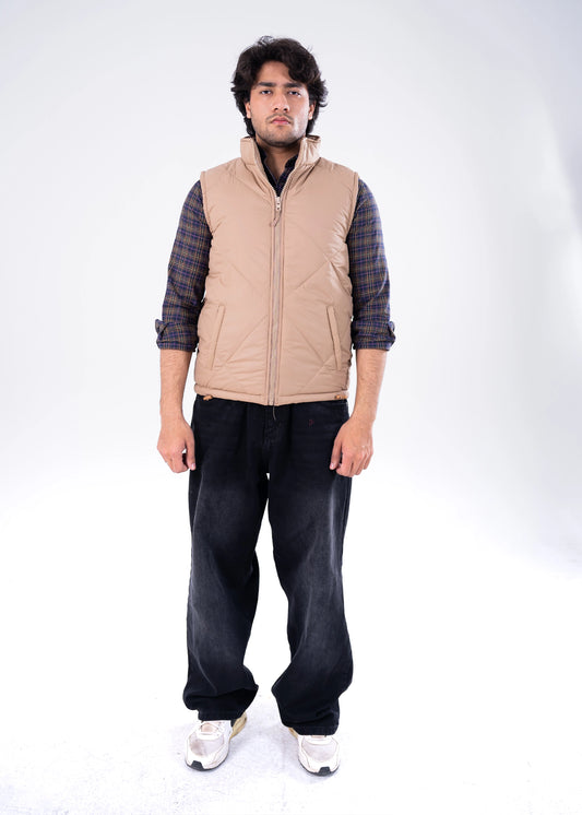 BUBBLE/QUILTED JACKET H/SLV BEIGE - GTS-6385