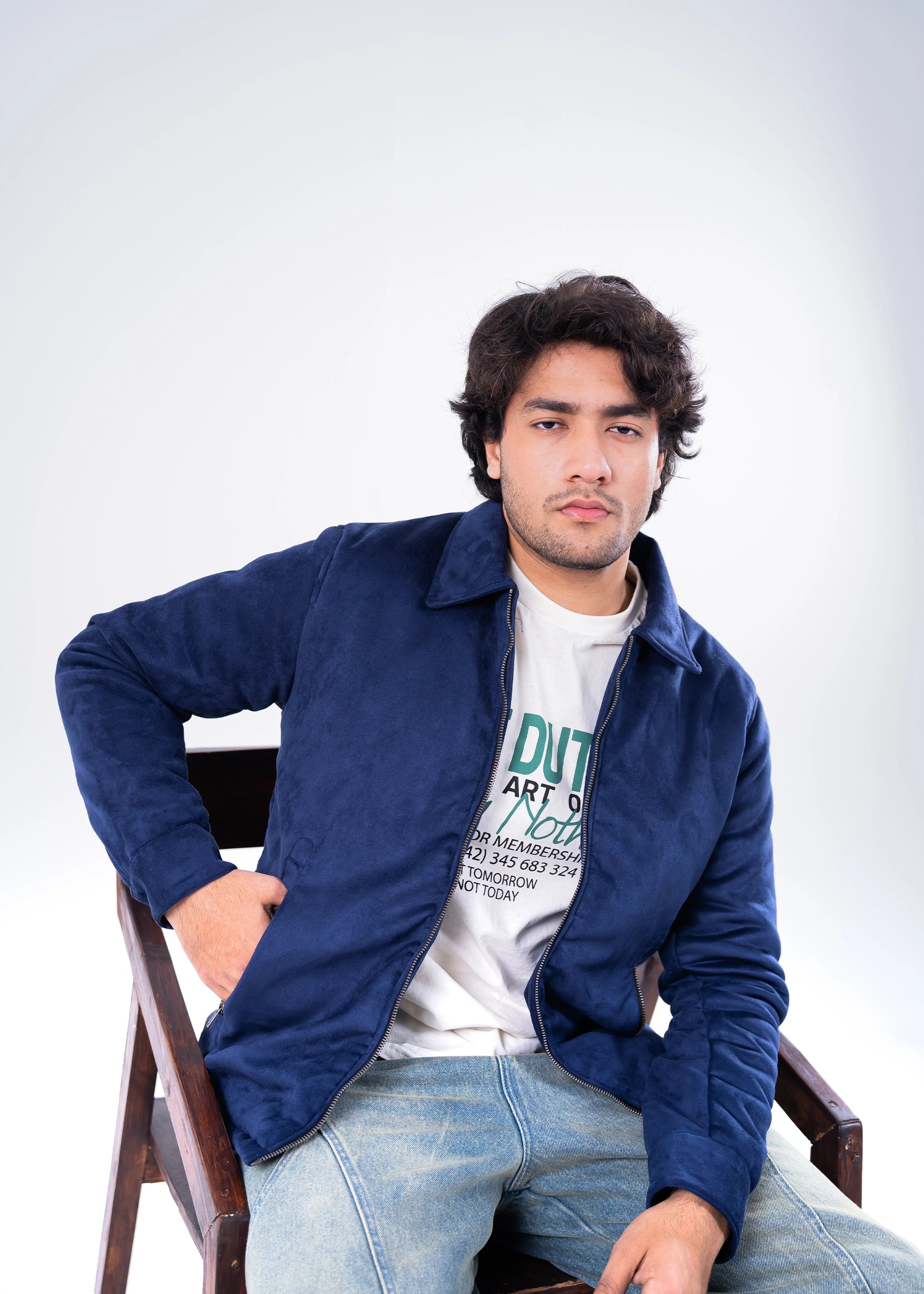 SUEDE JACKET NAVY GTS-6387