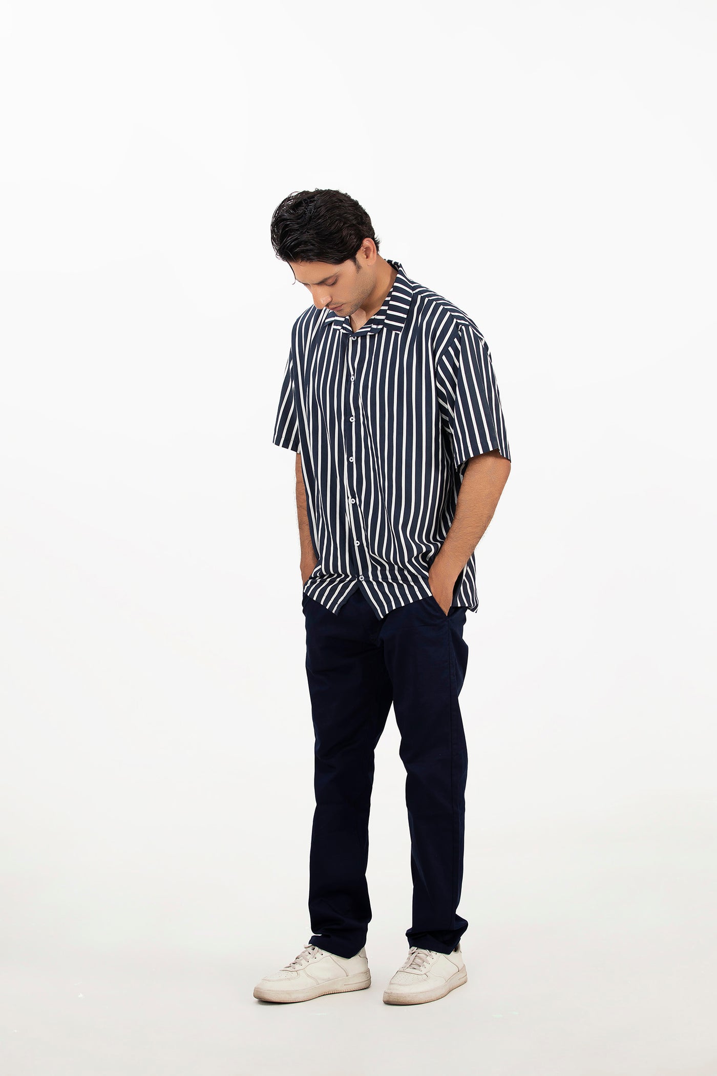 Picture of GTS-6435 SHIRT CASUAL H/SLV BLACK STRIPE - Chenone Official - Online Shopping