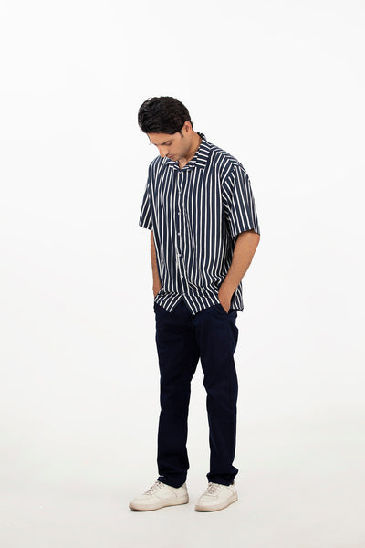 Picture of GTS-6435 SHIRT CASUAL H/SLV BLACK STRIPE - Chenone Official - Online Shopping