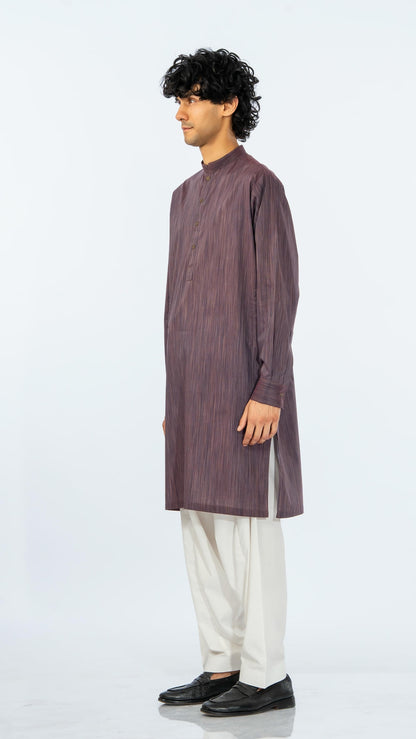 SINGLE KURTA COTTON YARD DYED BURGUNDY GTS-6552