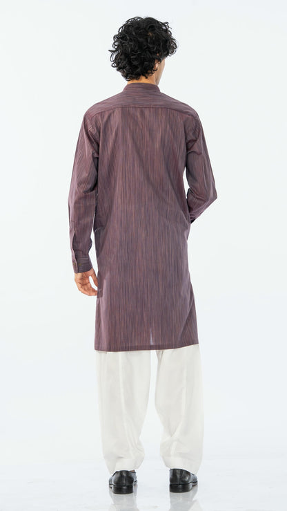 SINGLE KURTA COTTON YARD DYED BURGUNDY GTS-6552
