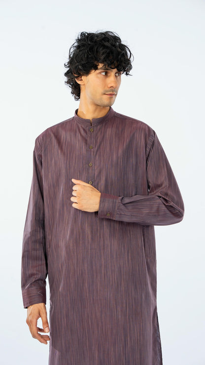 SINGLE KURTA COTTON YARD DYED BURGUNDY GTS-6552