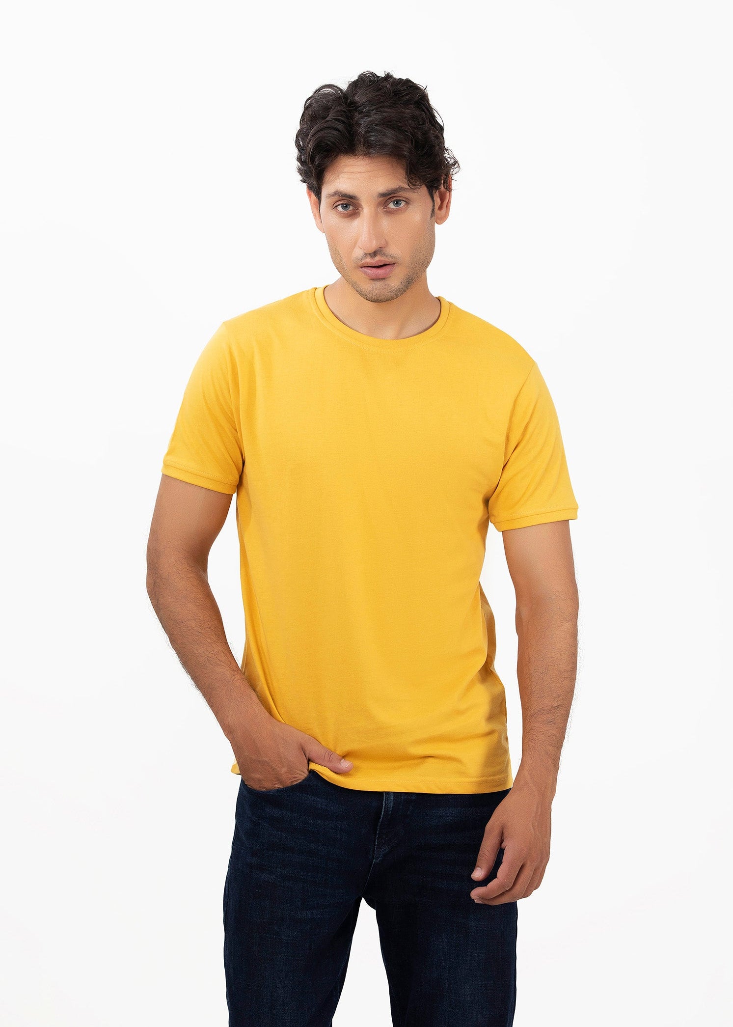 Picture of GTS-B4206 ROUND NECK T-SHIRT MUSTARD - Chenone Official - Online Shopping