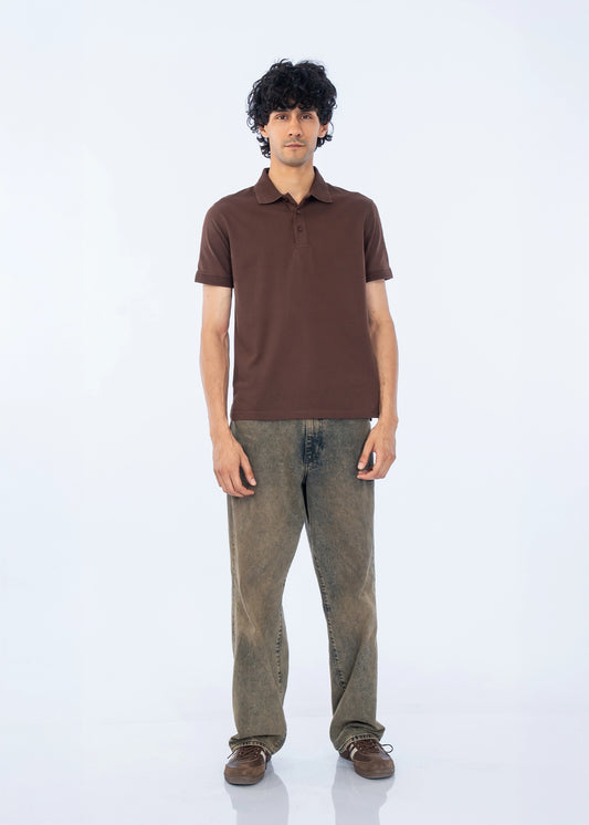 POLO SHIRTPOP CORN PIQUE BROWN - GTS-B4332