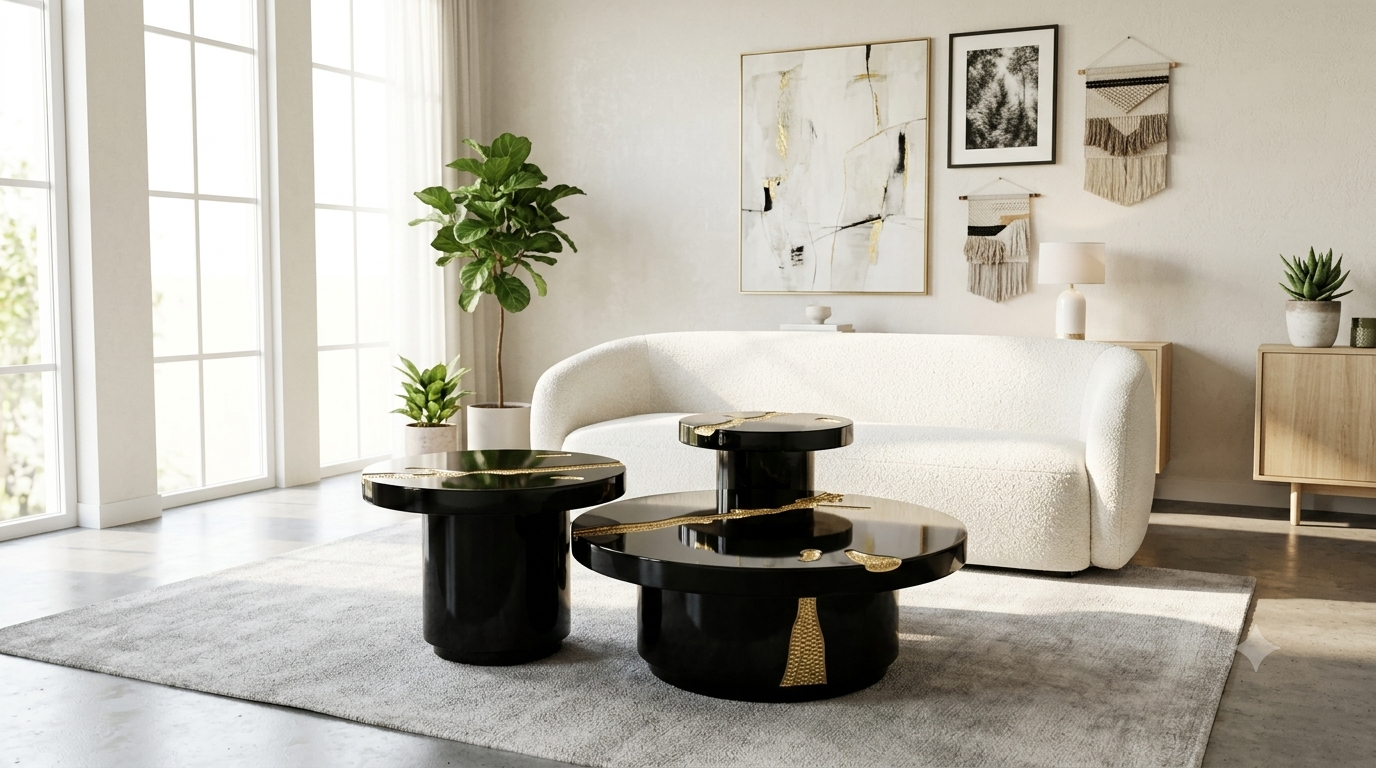 EMPIRE BRASS TABLE SET BLACK