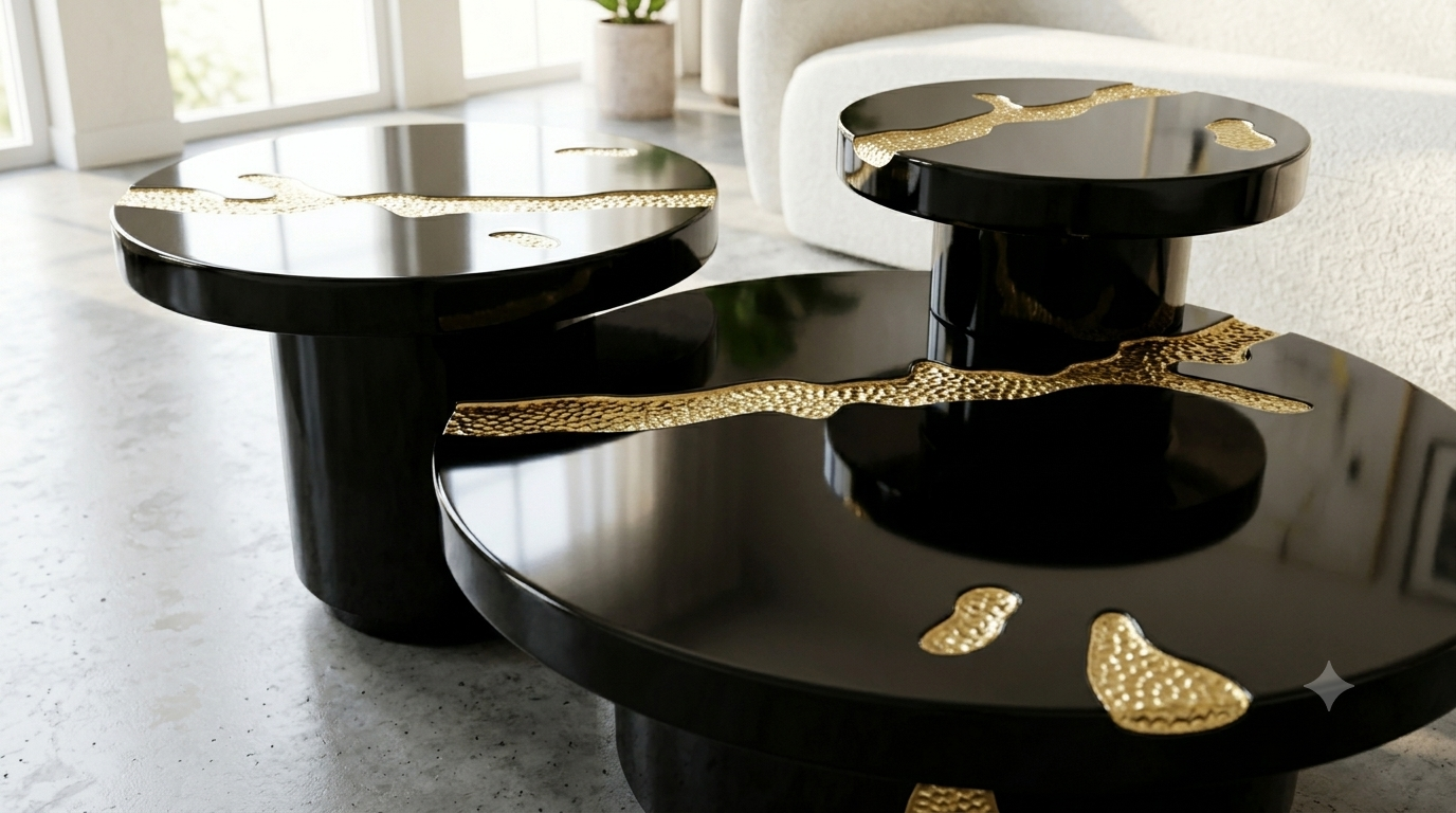 EMPIRE BRASS TABLE SET BLACK