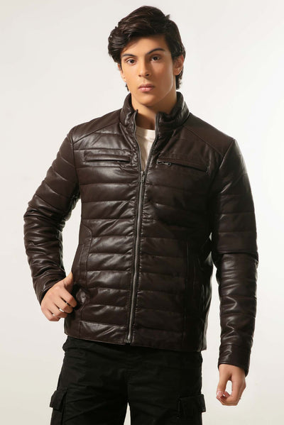 LCMTWX Mens Puffer Jackets Coat Button Solid Color Jacket Leather