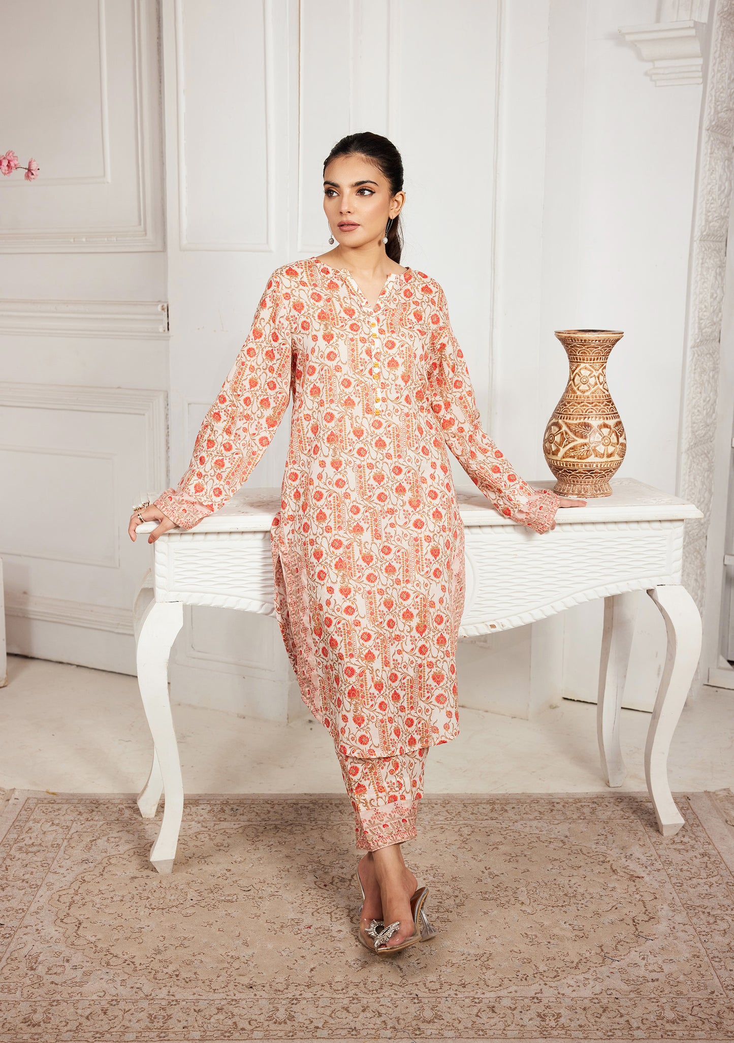 Picture of 2 PCS SUIT SHIRT & TROUSER L/ORANGE LDS-6571 - Chenone Official - Online Shopping