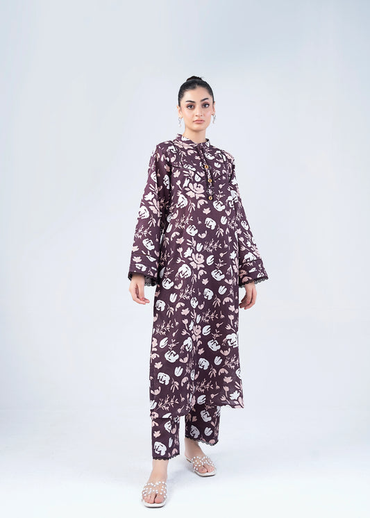 CO-ORD SET PLUM PRINTED - LDS-6662