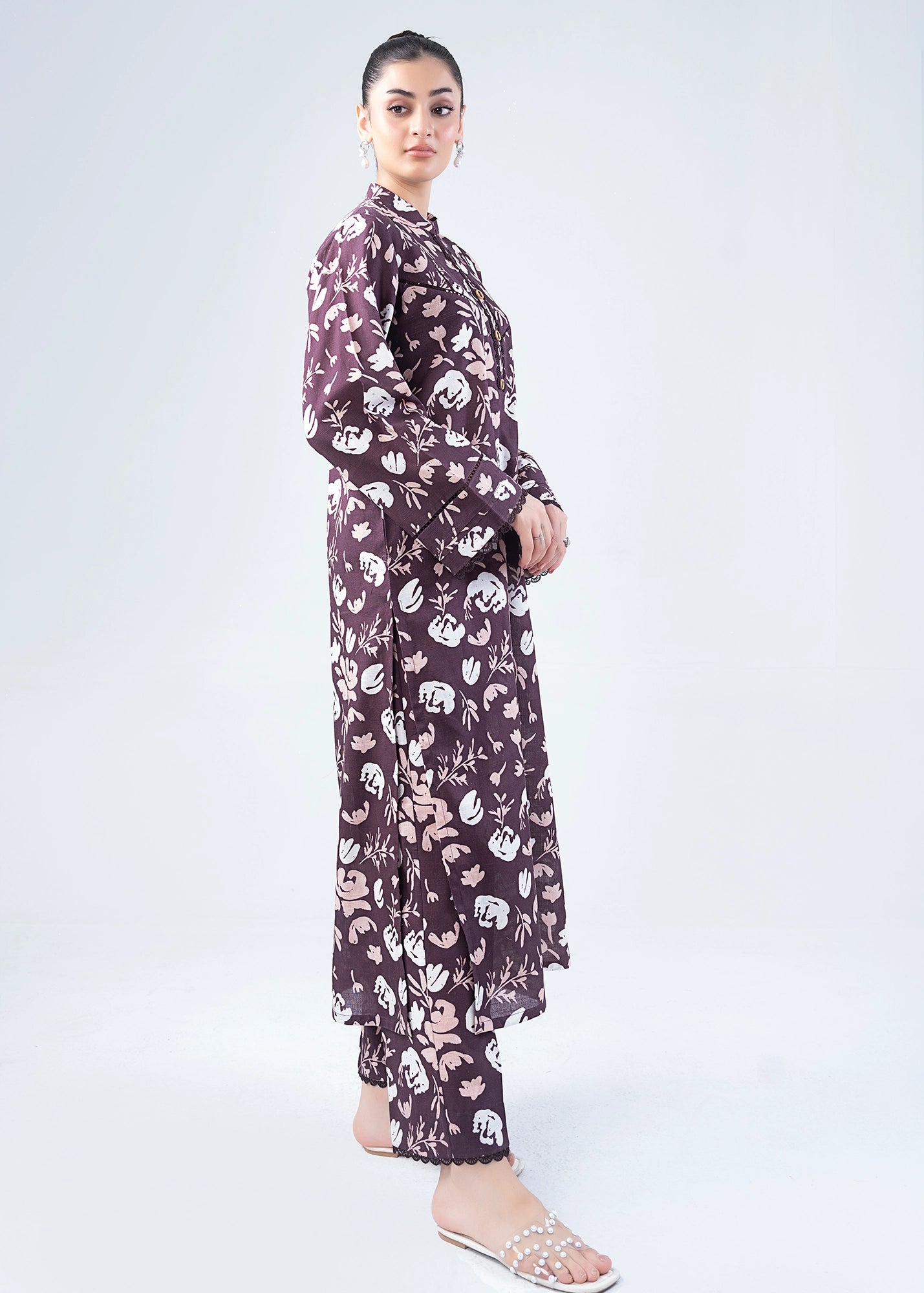 CO-ORD SET PLUM PRINTED - LDS-6662