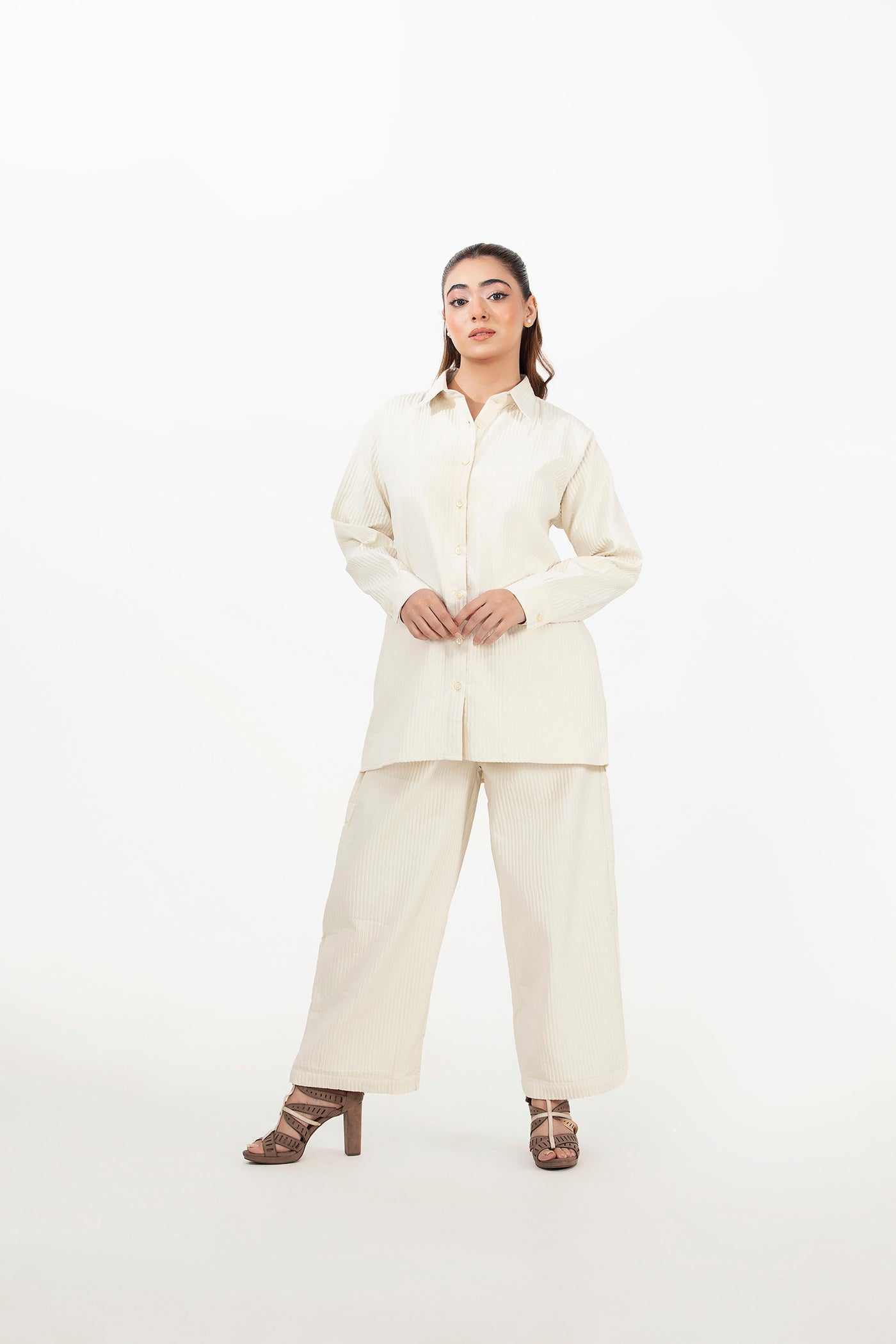 Picture of LDS-6879 CO-ORD SET OFF WHITE - Chenone Official - Online Shopping