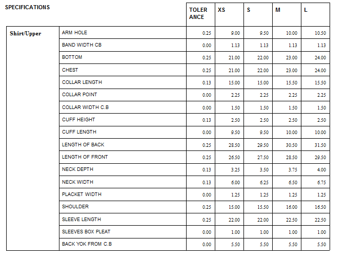 Women's  Grey Shirt Size Chart