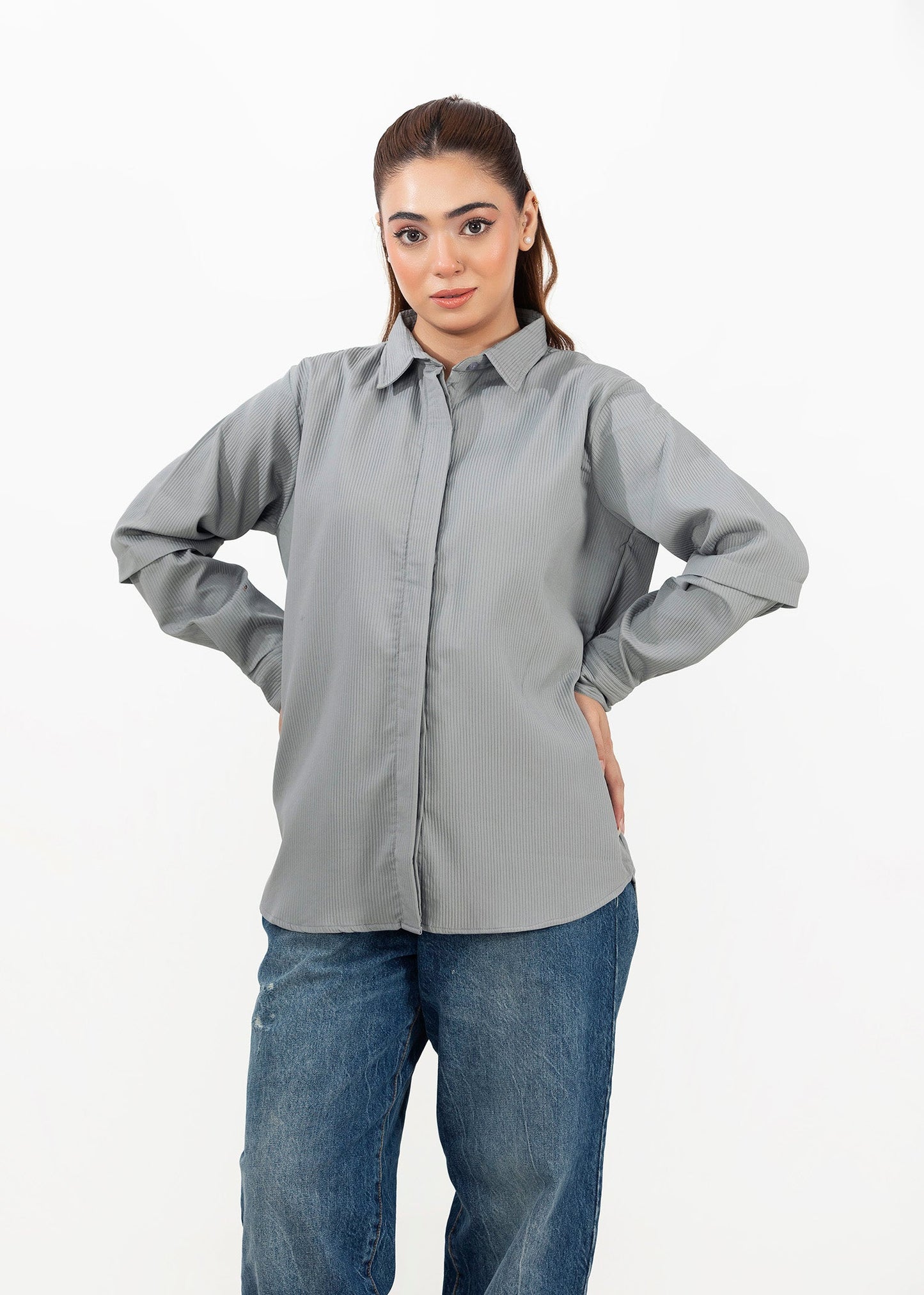 Picture of LDS-6889 GREY SHIRT - Chenone Official - Online Shopping