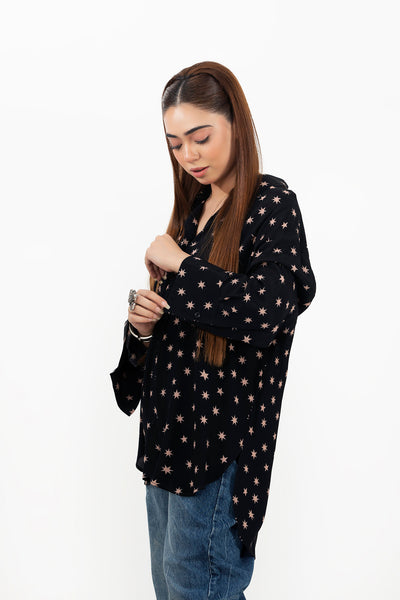 Picture of LDS-6890 BLACK PRINTED SHIRT - Chenone Official - Online Shopping