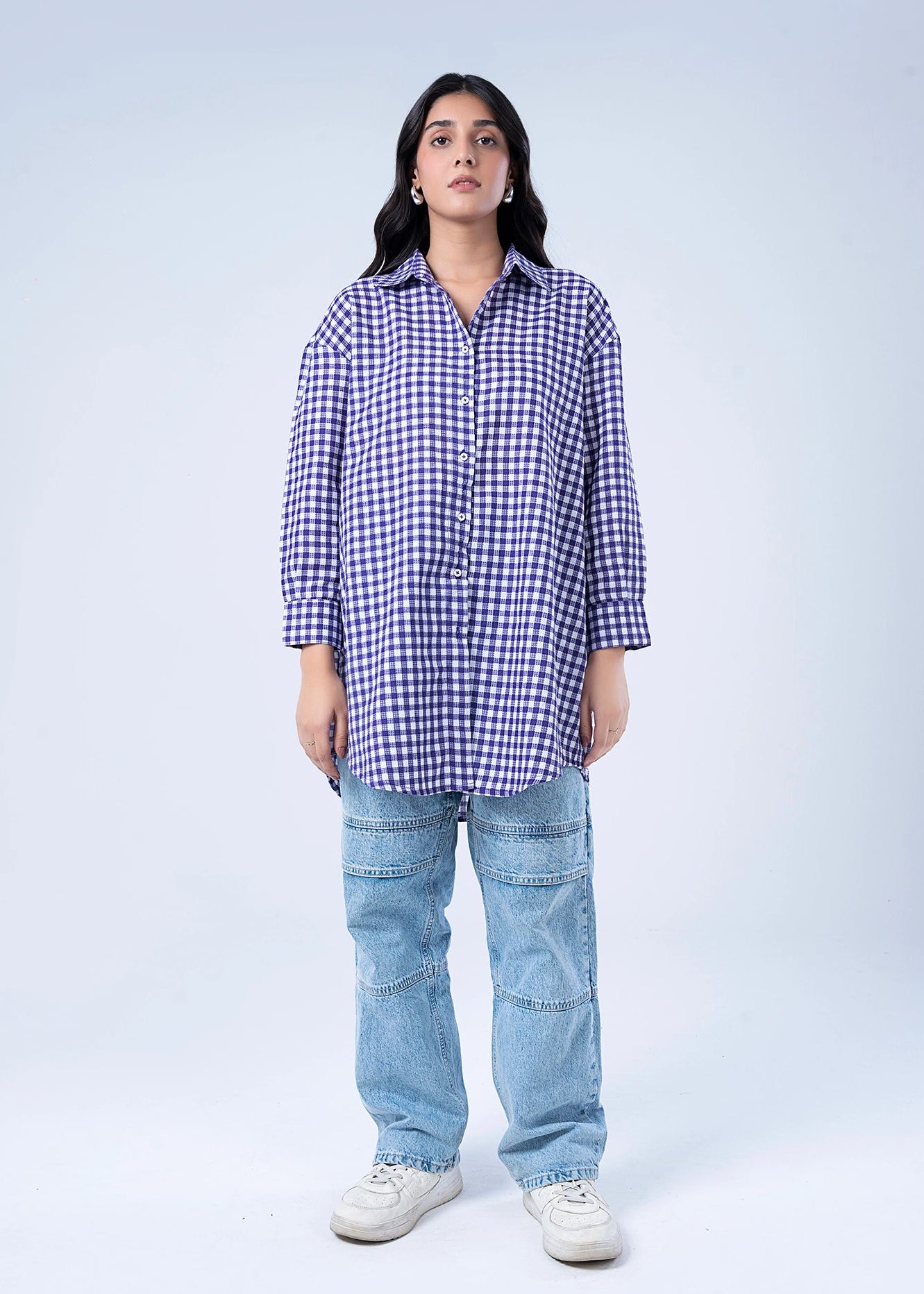WOVEN TOP PURPLE CHECK - LDS-7100