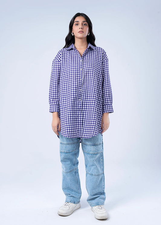 WOVEN TOP PURPLE CHECK - LDS-7100