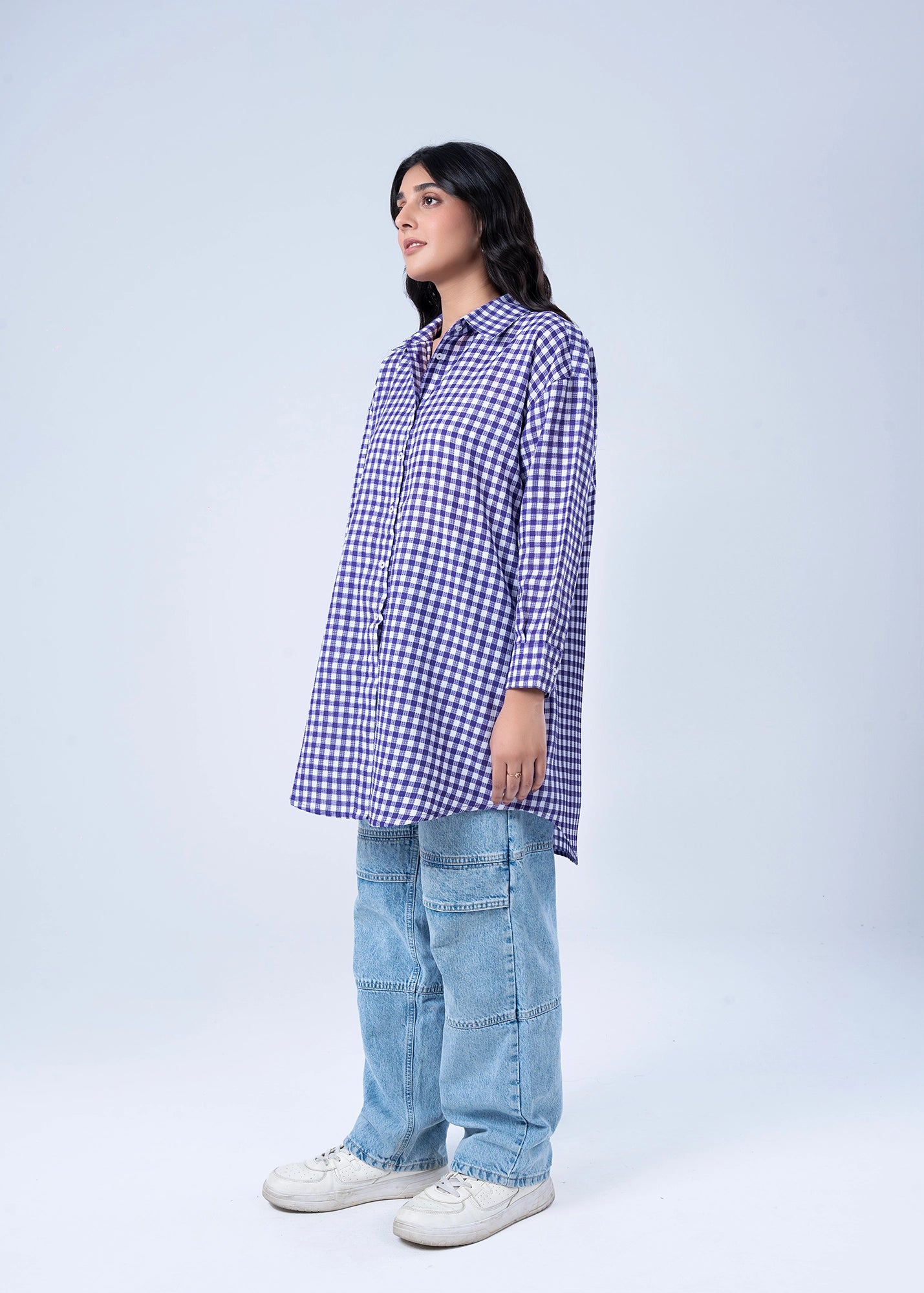 WOVEN TOP PURPLE CHECK - LDS-7100