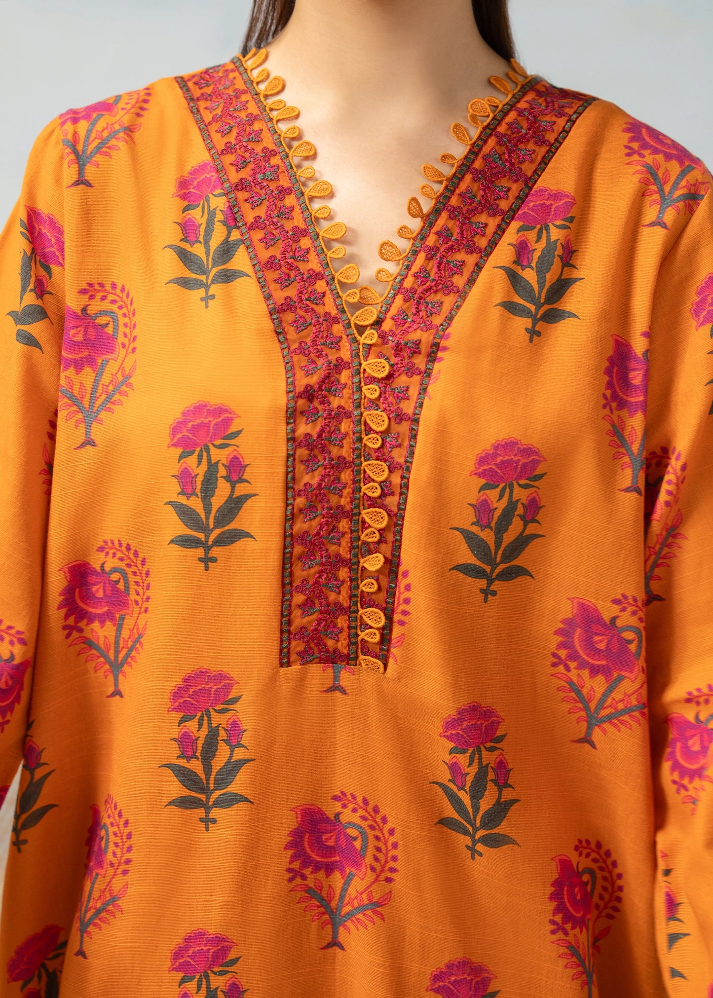 3 PCS SUIT ORANGE PRINTED - LDS-7107