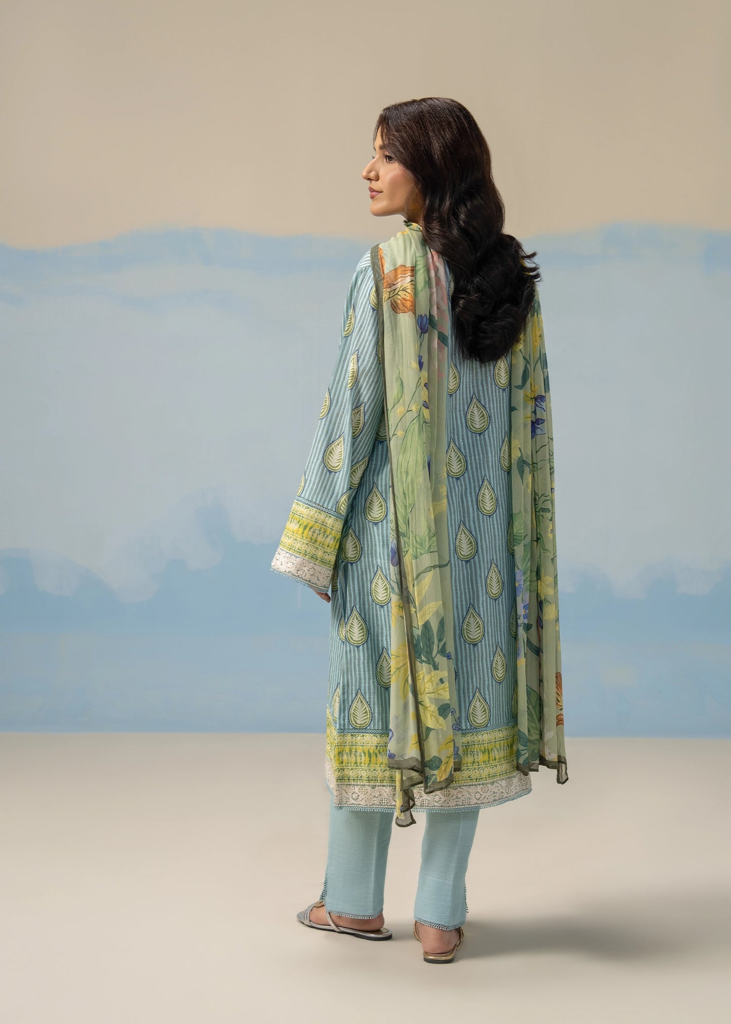 LADIES WEAR 2PCS SUIT AQUA PRINTED - LDS-7137