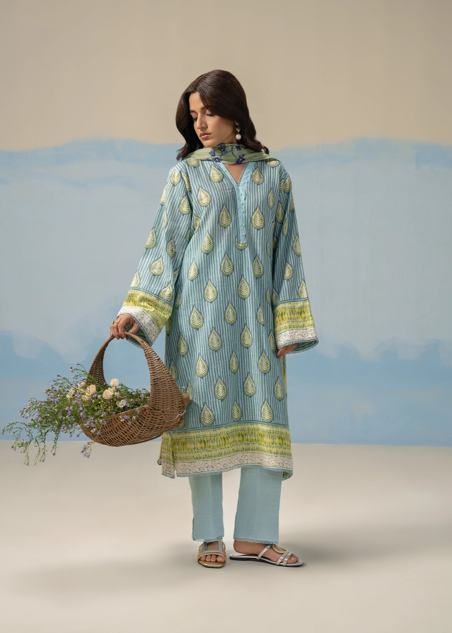 LADIES WEAR 2PCS SUIT AQUA PRINTED - LDS-7137