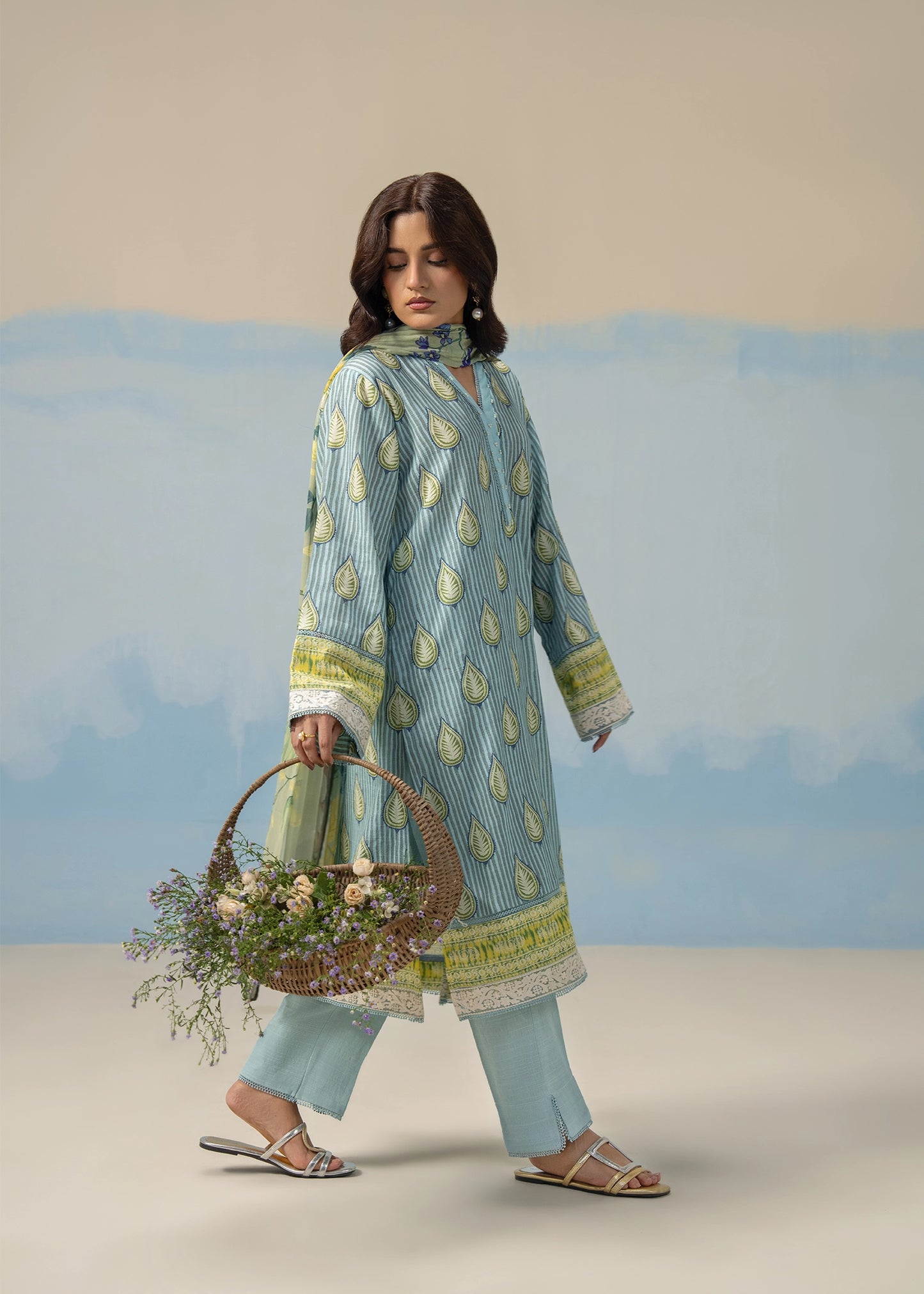 LADIES WEAR 2PCS SUIT AQUA PRINTED - LDS-7137