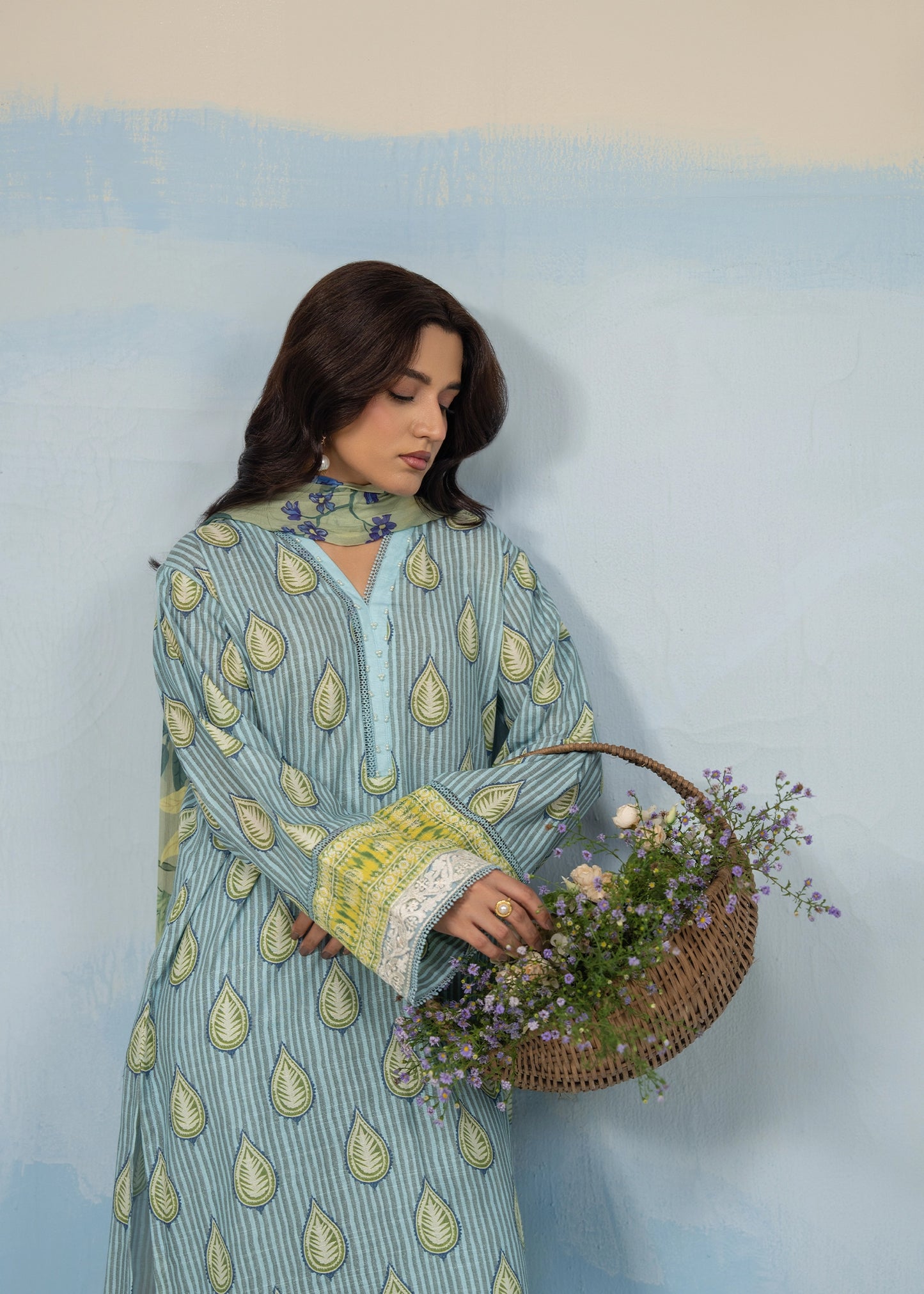 LADIES WEAR 2PCS SUIT AQUA PRINTED - LDS-7137