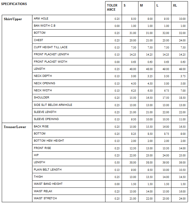 Women's  2 Pcs Suit Peach Size Chart