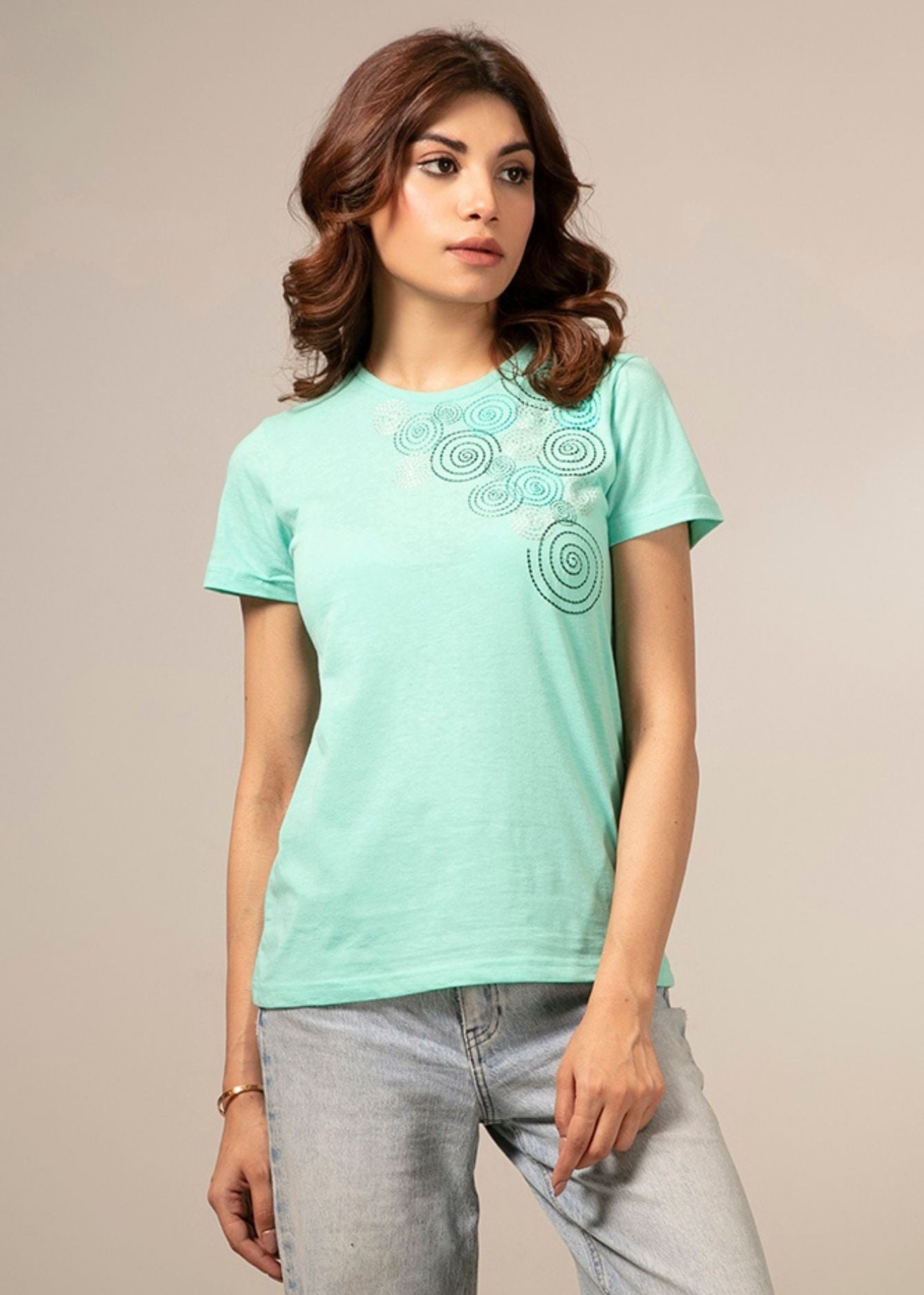 Picture of LDS-A1706 FASHION T-SHIRT GREEN - Chenone Official - Online Shopping