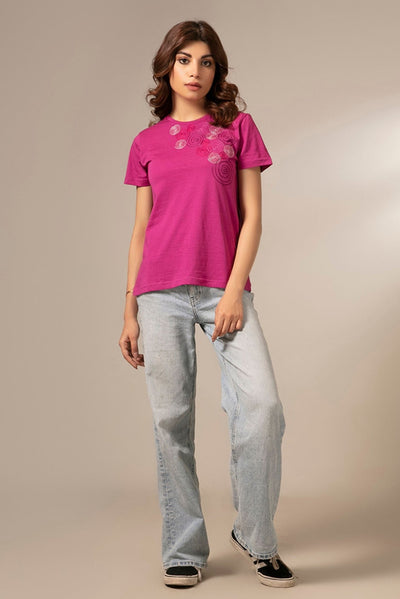 Picture of LDS-A1706 FASHION T-SHIRT FUSCHIA PINK - Chenone Official - Online Shopping