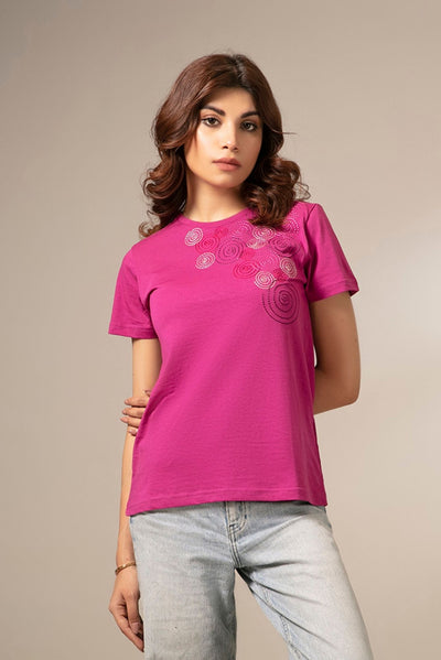 Picture of LDS-A1706 FASHION T-SHIRT FUSCHIA PINK - Chenone Official - Online Shopping