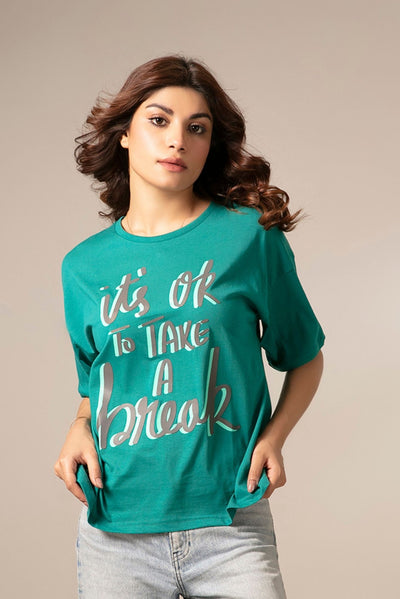 Picture of LDS-A1712 FASHION T-SHIRT TEAL - Chenone Official - Online Shopping