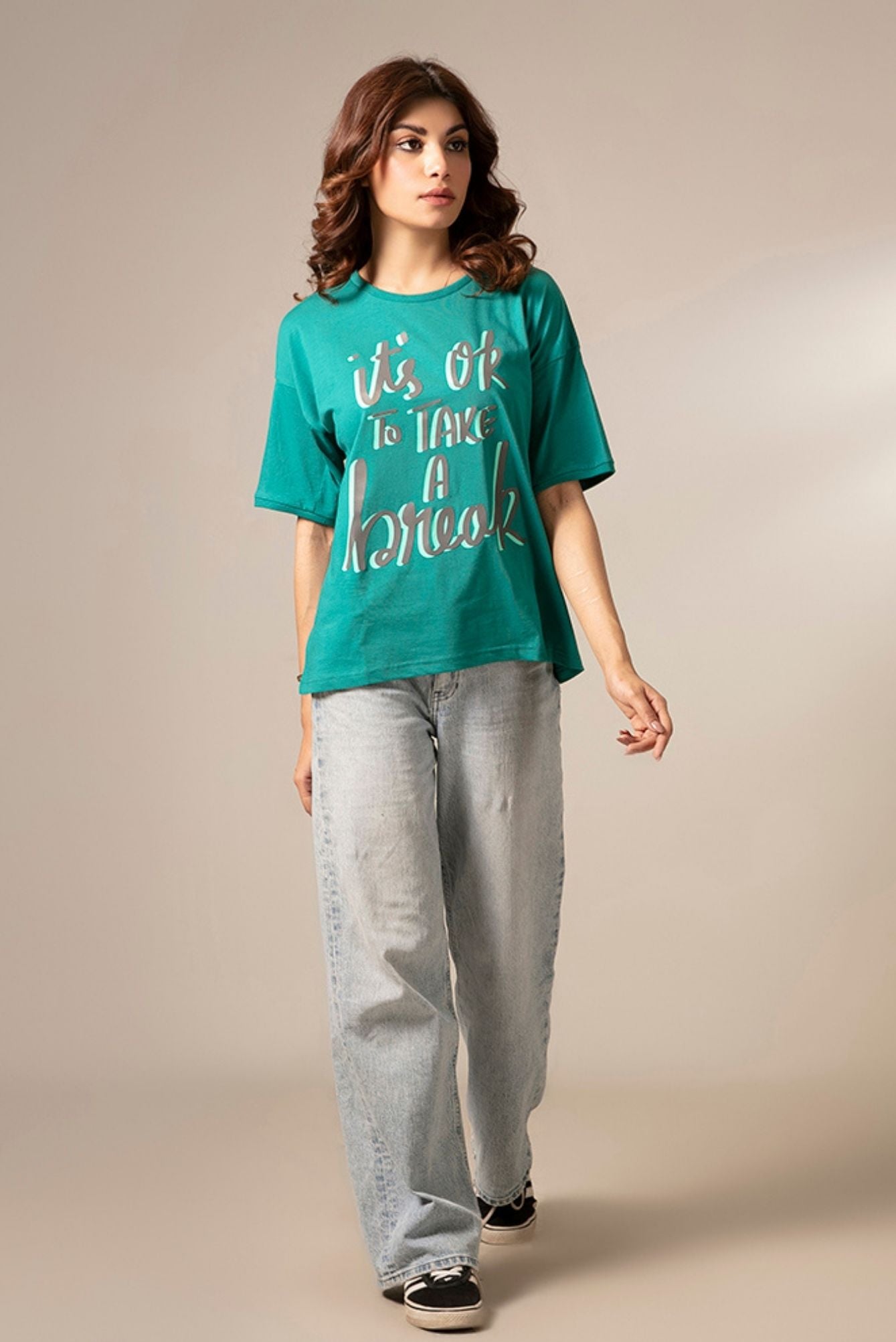 Picture of LDS-A1712 FASHION T-SHIRT TEAL - Chenone Official - Online Shopping