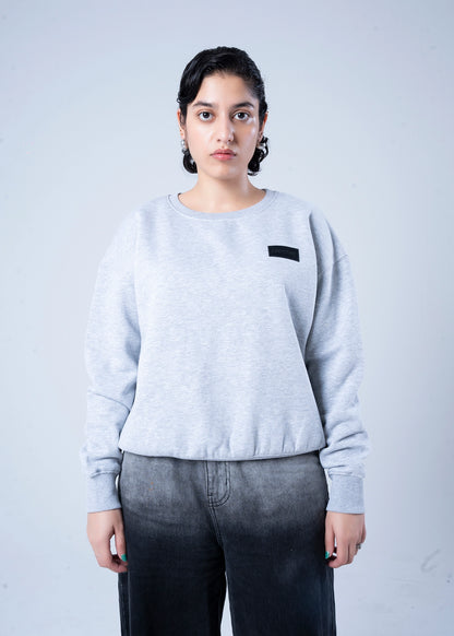 SWEAT SHIRT KNITTED GREY MELANGE - LDS-A1786