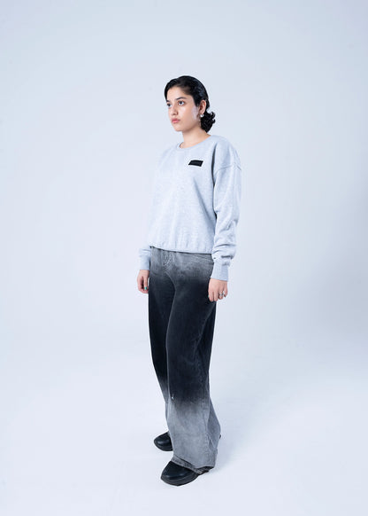 SWEAT SHIRT KNITTED GREY MELANGE - LDS-A1786