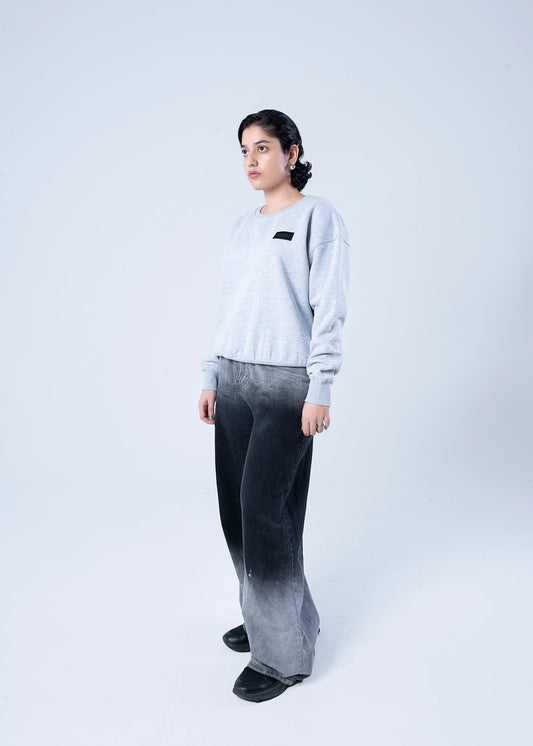 SWEAT SHIRT KNITTED GREY MELANGE - LDS-A1786