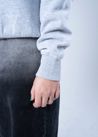 SWEAT SHIRT KNITTED GREY MELANGE - LDS-A1786