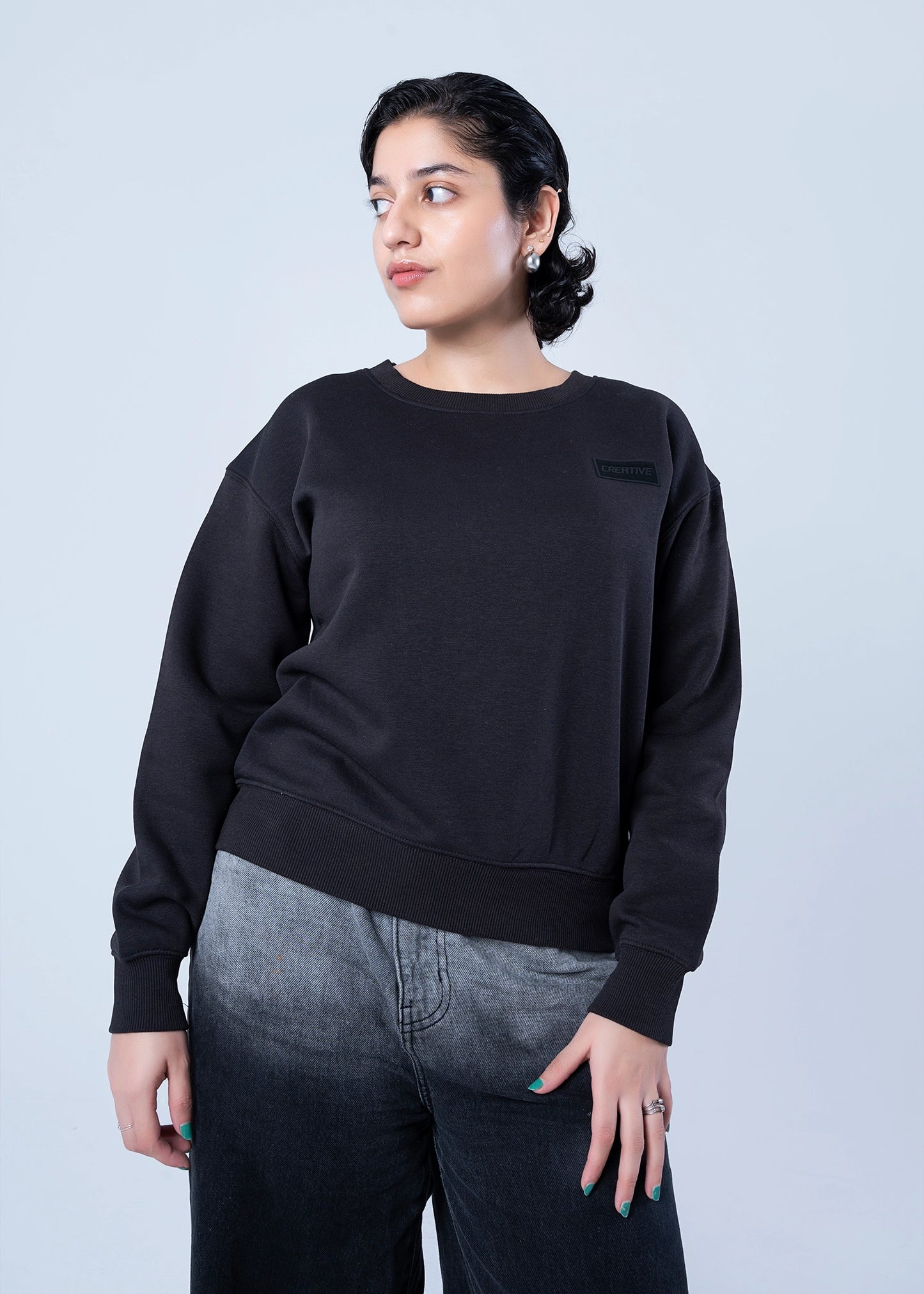 SWEAT SHIRT KNITTED BLACK - LDS-A1786