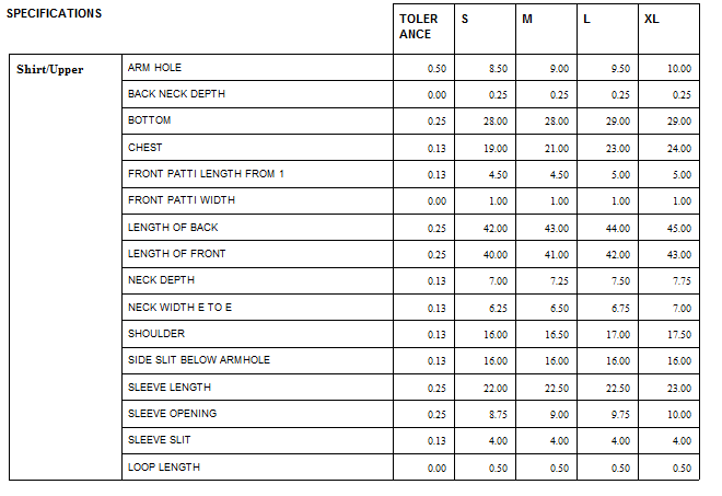 Women's  Casual Shirt Cream Size Chart