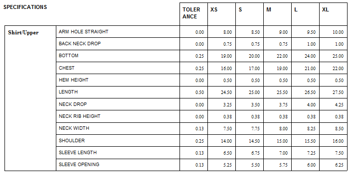 Women's  Knitted Top Stone Size Chart