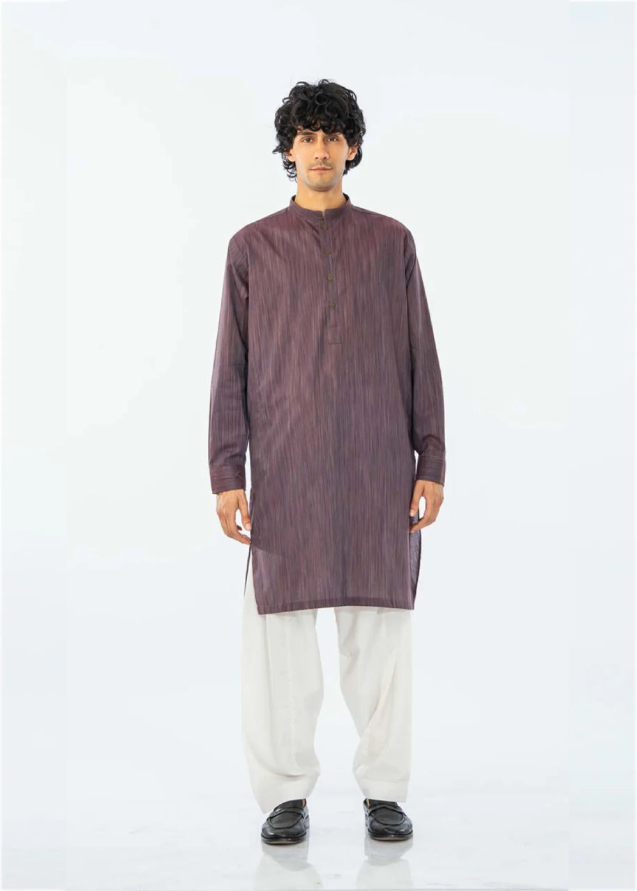 SINGLE KURTA COTTON YARD DYED BURGUNDY GTS-6552