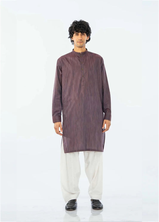 SINGLE KURTA COTTON YARD DYED BURGUNDY GTS-6552