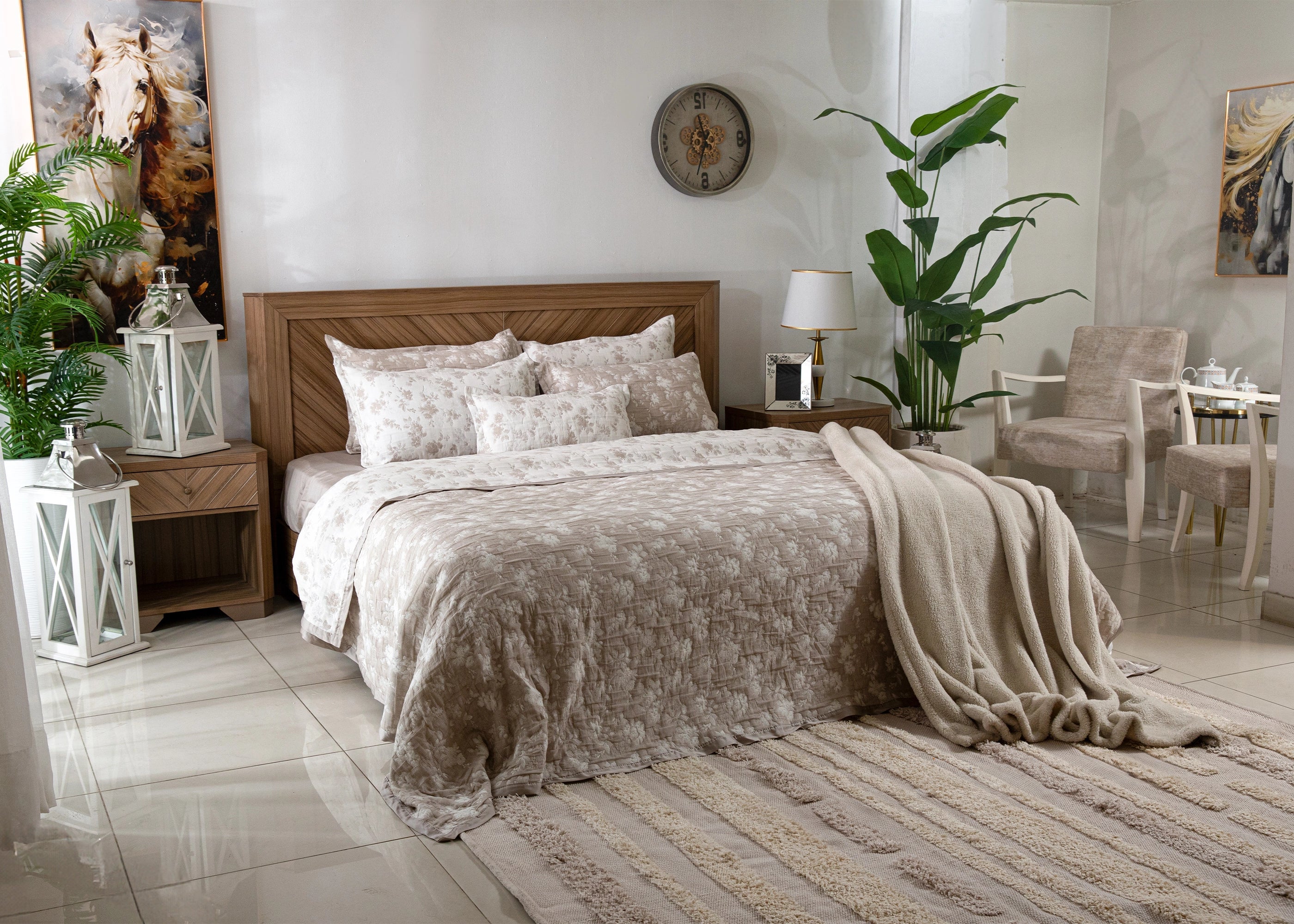 7 Pcs Coverlet Set Beige Splendor | ChenOne Home Textile