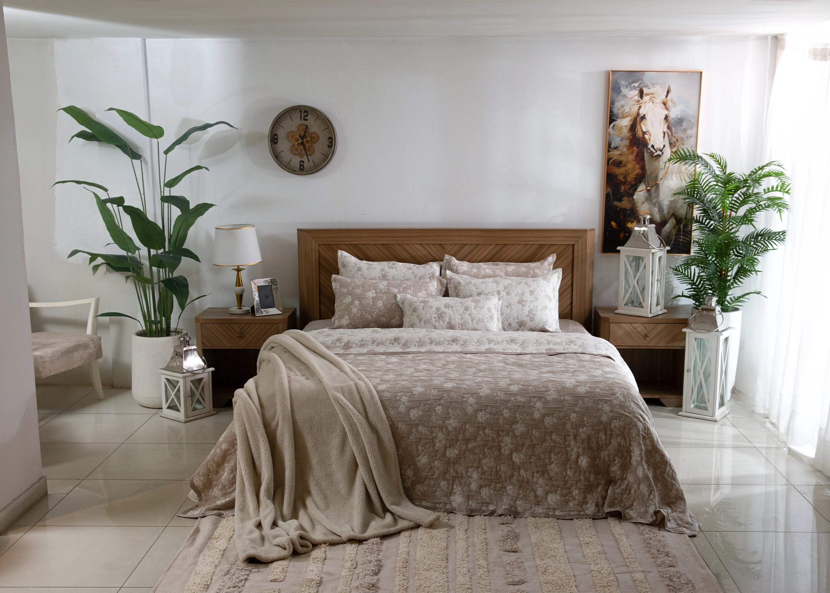 7 Pcs Coverlet Set Beige Splendor | ChenOne Home Textile