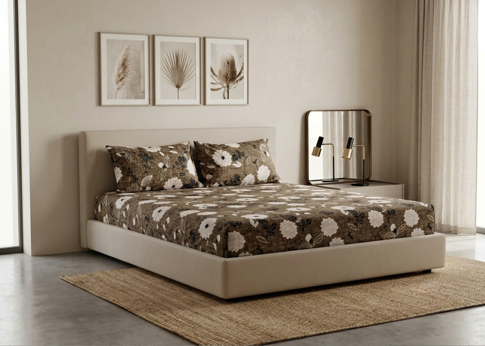 COTTON BED SHEET SET QUEEN D20
