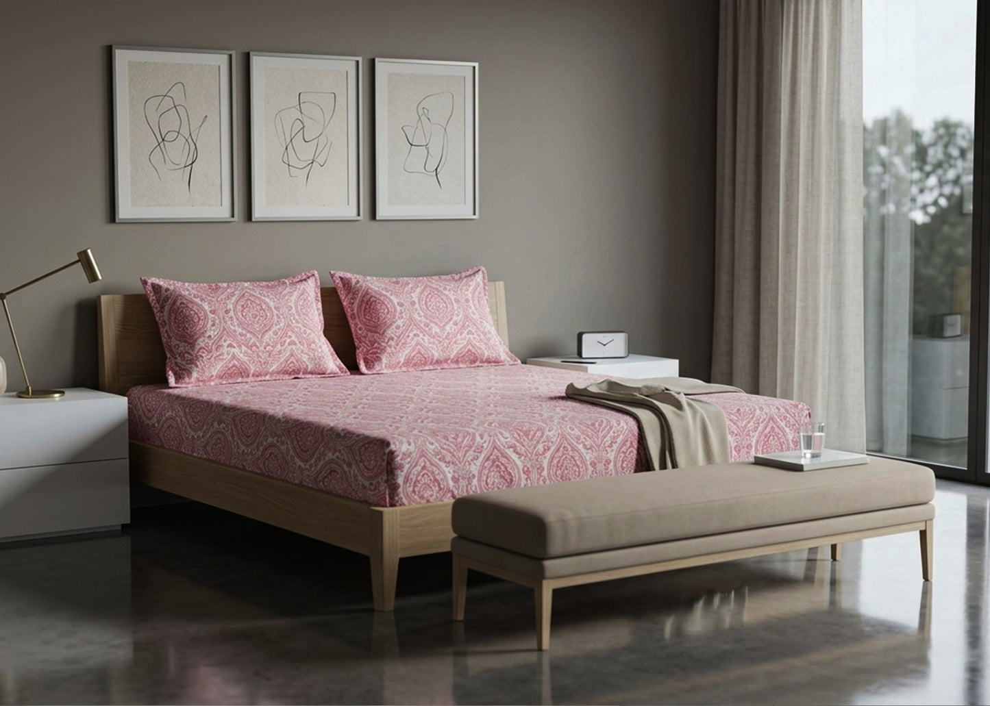 COTTON BED SHEET SET KING D18