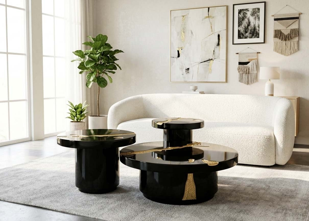 EMPIRE BRASS TABLE SET BLACK