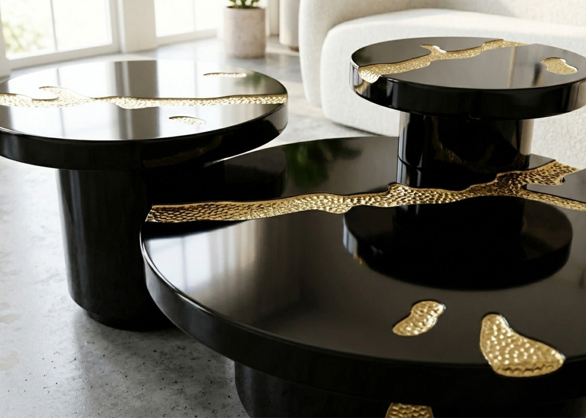 EMPIRE BRASS TABLE SET BLACK