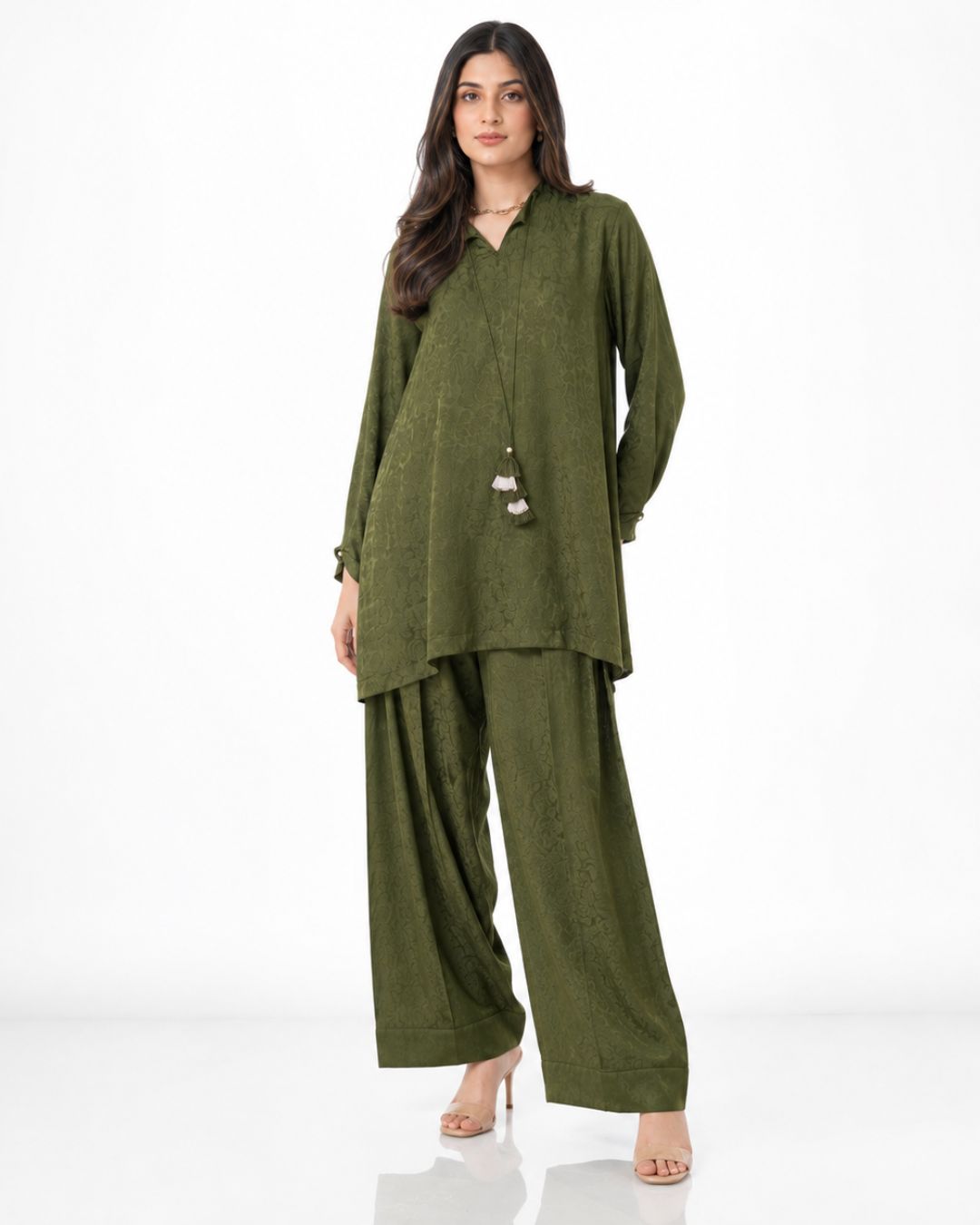 LDS-7207 CO-ORD SET OLIVE GREEN