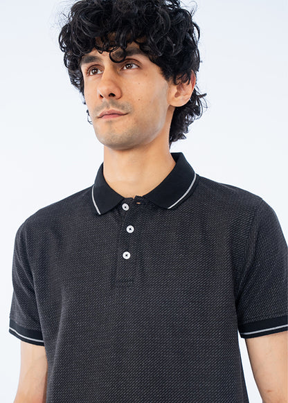 POLO SHIRT PIQUE JACQUARD NAVY - GTS-B4336